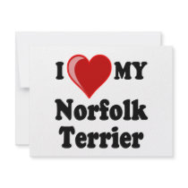 I Love (Heart) My Norfolk Terrier Dog Personalized Invites