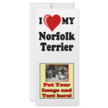 I Love (Heart) My Norfolk Terrier Dog Customized Rack Card