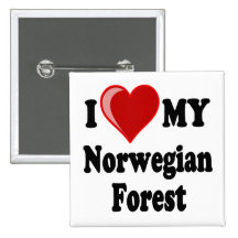 I Love (Heart) My Norwegian Forest Cat Pins