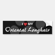 I Love (Heart) My Oriental Longhair Bumper Stickers