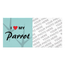 I Love (Heart) My Parrot Bird Tracks Design Photo Greeting Card