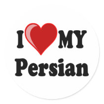 I Love (Heart) My Persian Cat Round Stickers