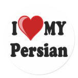 I Love (Heart) My Persian Cat Round Sticker