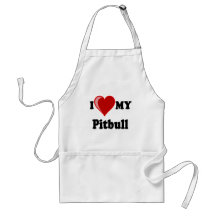 I Love (Heart) My Pitbull Dog Apron