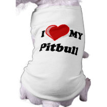 I Love (Heart) My Pitbull Dog Doggie Shirt
