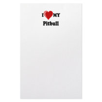 I Love (Heart) My Pitbull Dog stationery