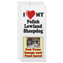 I Love (Heart) My Polish Lowland Sheepdog rack cards