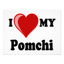 I Love (Heart) My Pomchi Dog Personalized Invites
