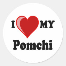I Love (Heart) My Pomchi Dog Sticker
