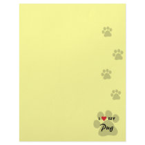 I Love (Heart) My Pug Pawprint Letterhead Design