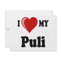I Love (Heart) My Puli Dog invitations