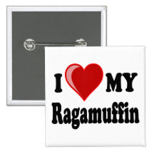 I Love (Heart) My Ragamuffin Cat Pinback Buttons