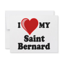 I Love (Heart) My Saint Bernard Dog Custom Announcement