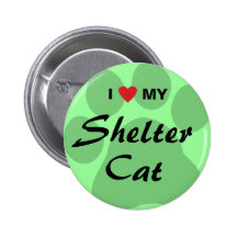 I Love (Heart) My Shelter Cat Pins