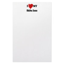 I Love (Heart) My Shiba Inus Dog Personalized Stationery
