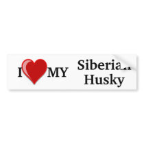 I Love (Heart) My Siberian Husky Dog Bumper Sticker