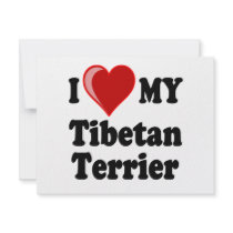 I Love (Heart) My Tibetan Terrier Dog invitations