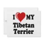 I Love (Heart) My Tibetan Terrier Dog Invitation
