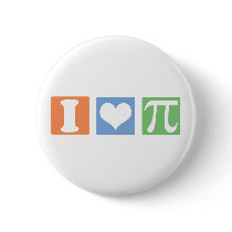 I Love (Heart) Pi buttons by teachertees I Love (Heart) Pi buttons