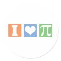 I Love (Heart) Pi stickers