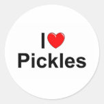 I Love (Heart) Pickles Round Stickers