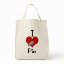I love-heart pie tote bags