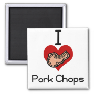 I love-heart pork chop magnet