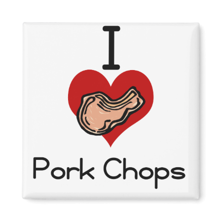 I love-heart pork chop magnet