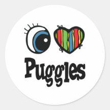 I Love (Heart) Puggles Sticker