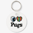 I Love (Heart) Pugs keychains by eyeheartanimals I Love (Heart) Pugs keychains