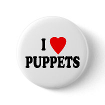 I LOVE (HEART) PUPPETS buttons by tuffshops I LOVE (HEART) PUPPETS buttons