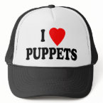 I LOVE (HEART) PUPPETS hat