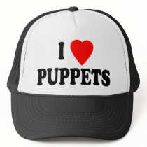 I LOVE (HEART) PUPPETS hats by tuffshops I LOVE (HEART) PUPPETS hats