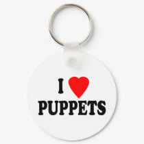 I LOVE (HEART) PUPPETS keychains