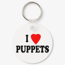 I LOVE (HEART) PUPPETS keychains