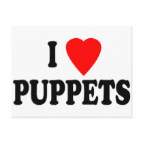 I LOVE (HEART) PUPPETS postcards by tuffshops I LOVE (HEART) PUPPETS postcards