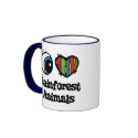 I Love (Heart) Rainforest Animals mugs