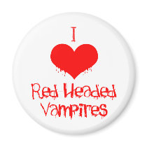 I Love (heart) Red-Headed Vampires Fridge Magnets