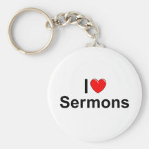 I Love (Heart) Sermons Key Chain