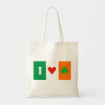 I Love Heart Shamrocks Ireland Flag Bag