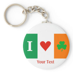 I Love Heart Shamrocks Ireland Flag Keyring keychain