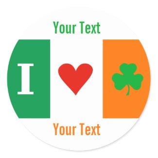I Love Heart Shamrocks Ireland Name tag Sticker sticker