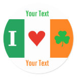 I Love Heart Shamrocks Ireland Name tag Sticker