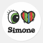 I Love (Heart) Simone Round Sticker