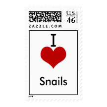 I Love (heart) Snails Stamp
