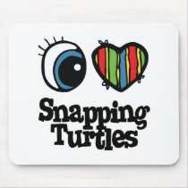 I Love (Heart) Snapping Turtles mousepads by eyeheartanimals I Love (Heart) Snapping Turtles mousepads