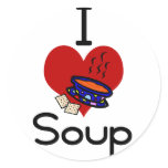 I love -heart  soup round sticker