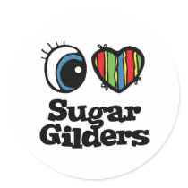 I Love (Heart) Sugar Gliders stickers by eyeheartanimals I Love (Heart) Sugar Gliders stickers