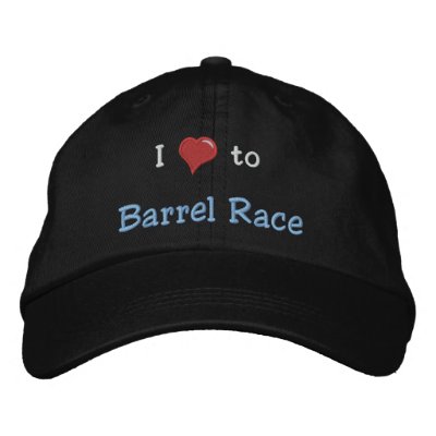 I love (heart) to Barrel Race Embroidered Baseball Cap by manesandtails