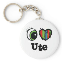 I Love (Heart) Ute Keychain